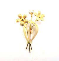 Vintage 1940s C.R. Co. Designer Pearl and Gold-Filled Floral Pin - Front - Thumbnail