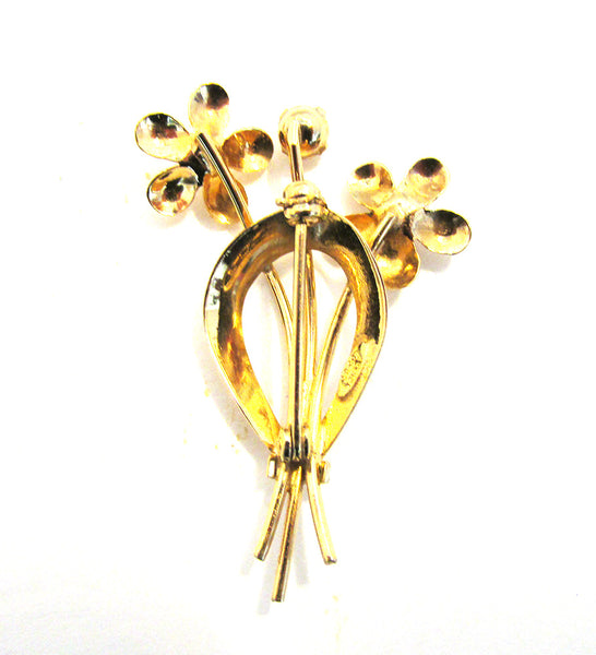 Vintage 1940s C.R. Co. Designer Pearl and Gold-Filled Floral Pin - Back