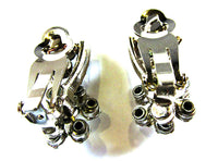 Vintage 1950s Sapphire Blue and Aurora Borealis Rhinestone Earrings - Back - Thumbnail