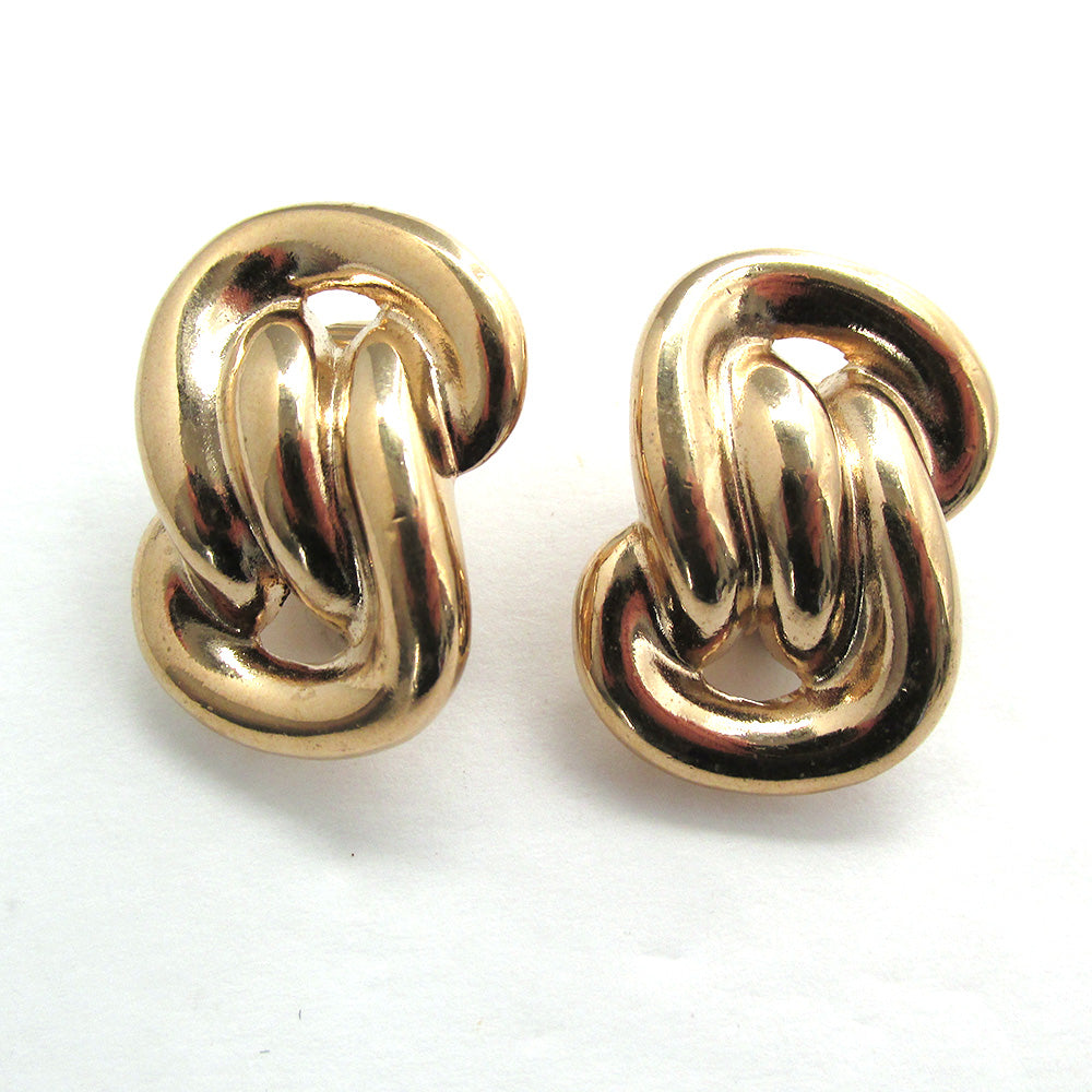 1960s Vintage Unique Contemporary Style Fashion Forward Gold Earrings - Front