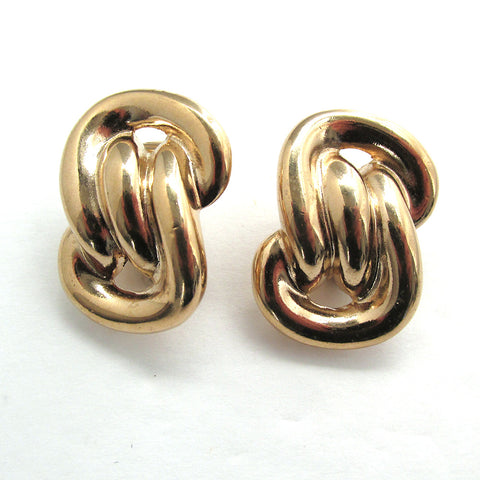 1960s Vintage Unique Contemporary Style Fashion Forward Gold Earrings - Front