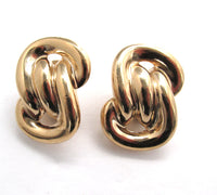 1960s Vintage Unique Contemporary Style Fashion Forward Gold Earrings - Front - Thumbnail