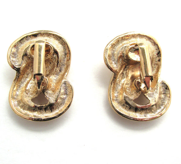 1960s Vintage Unique Contemporary Style Fashion Forward Gold Earrings - Back