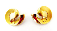 Vintage 1970s Avant-Garde Contemporary Style Gold-Toned Set - Front of Earrings - Thumbnail