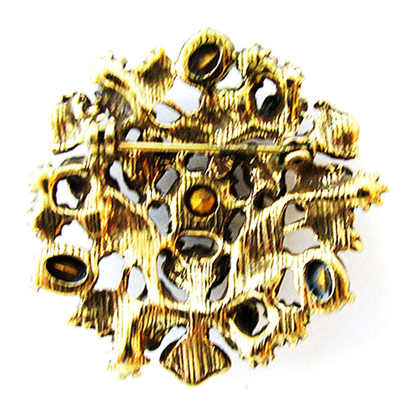 Hollycraft Vintage 1960s Multi-Colored Diamante Floral Bouquet Pin - Back