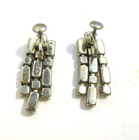 Glamorous Vintage Mid-Century 1950s Clear Diamante Dangle Earrings