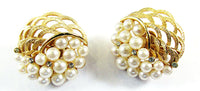 Crown Trifari Vintage 1950s Rhinestone and Pearl Pin and Earrings - Earrings - Thumbnail