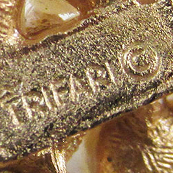 Crown Trifari Vintage 1950s Rhinestone and Pearl Pin and Earrings - Signature