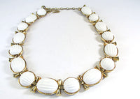 Vintage 1950s Trifari White Cabochon and Gold Necklace  - Thumbnail