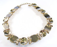 Vintage 1950s Trifari White Cabochon and Gold Necklace - Back - Thumbnail