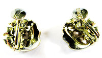 Signed Lisner Designer Vintage 1950s AB Rhinestone and Pearl Earrings - Back - Thumbnail