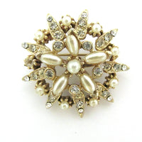 1950s Quintessential Vintage Mid-Century Ivory Pearl and Gold Brooch - Front - Thumbnail