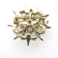1950s Quintessential Vintage Mid-Century Ivory Pearl and Gold Brooch -Back - Thumbnail