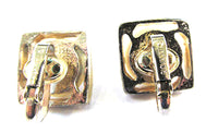 Giovanni Vintage 1950s Geometric Ivory Pearl Clip-On Earrings - Back - Thumbnail