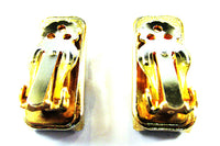 Vintage 1960s Geometric Minimalist Turquoise Gold-Toned Earrings - Back - Thumbnail
