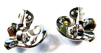 Crown Trifari Vintage 1960s Silver Rhodium Plated Clip-On Earrings - Back - Thumbnail