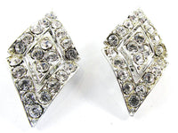 Sarah Coventry Vintage 1960s Clear Rhinestone Geometric Earrings - Front - Thumbnail