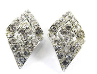 Sarah Coventry Vintage 1960s Clear Rhinestone Geometric Earrings - Close Up - Thumbnail