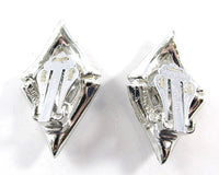 Sarah Coventry Vintage 1960s Clear Rhinestone Geometric Earrings - Back - Thumbnail