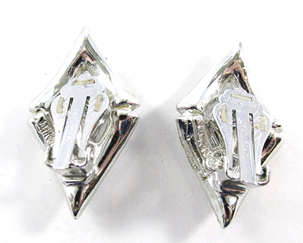 Sarah Coventry Vintage 1960s Clear Rhinestone Geometric Earrings - Back