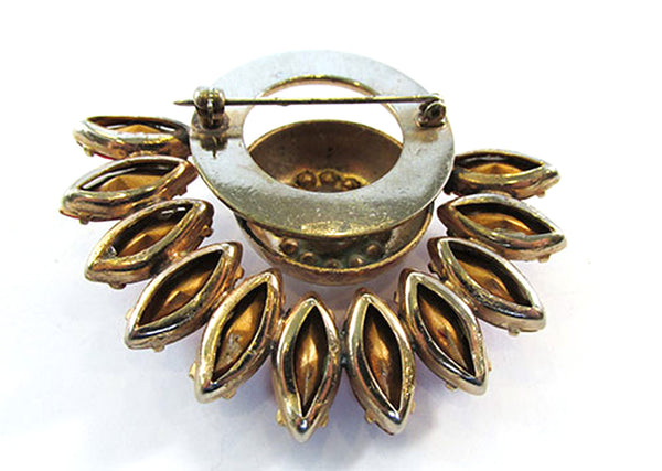 Vintage 1950s Sparkling Mid-Century Ruby-Red and Clear Rhinestone Pin - Back