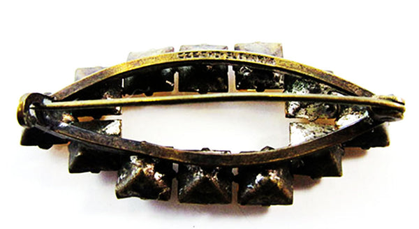 Antique 1920s Signed Czechoslovakia Art Deco Citrine Rhinestone Pin - Back