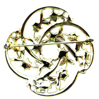 Vintage 1950s Green Aurora Borealis Rhinestone Swirl Pin - Back - Thumbnail
