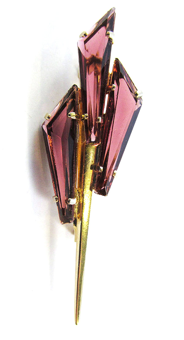 Made in Austria Vintage 1950s Avant-Garde Purple Rhinestone Pin - Front