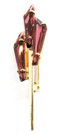 Made in Austria Vintage 1950s Avant-Garde Purple Rhinestone Pin - Front - Thumbnail