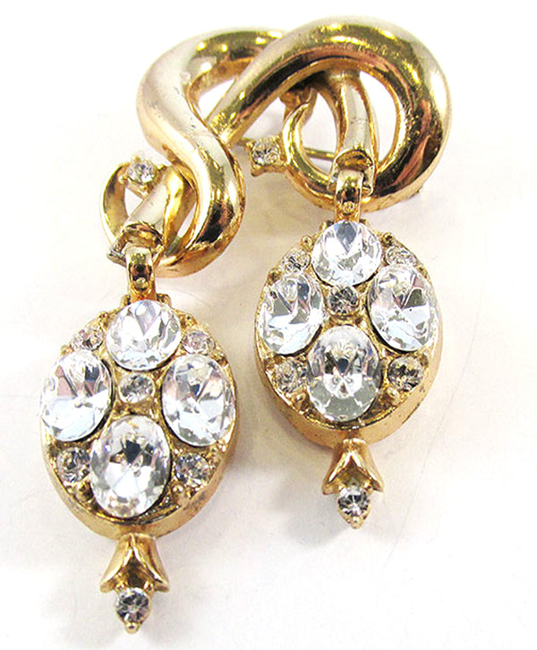 Vintage 1950s Eye-Catching Double Drop Rhinestone Pin/Pendant - Front