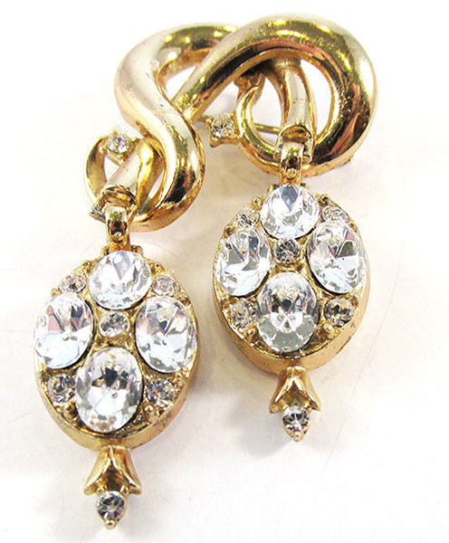 Vintage 1950s Eye-Catching Double Drop Rhinestone Pin/Pendant - Front
