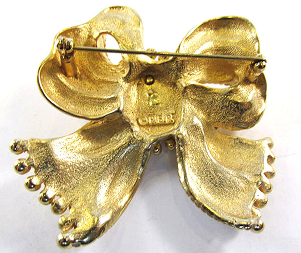 P.E.P. (Erwin Pearl) Vintage 1960s Designer Carnelian Scarab Bow Pin - Back
