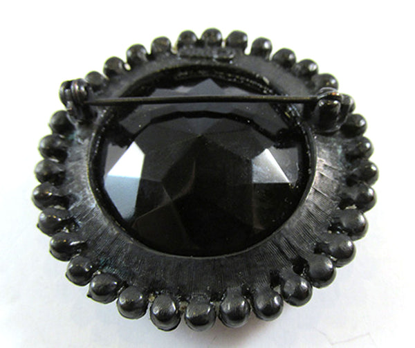 Har Vintage 1950s Signed Mid-Century Black Rhinestone Pin - Back