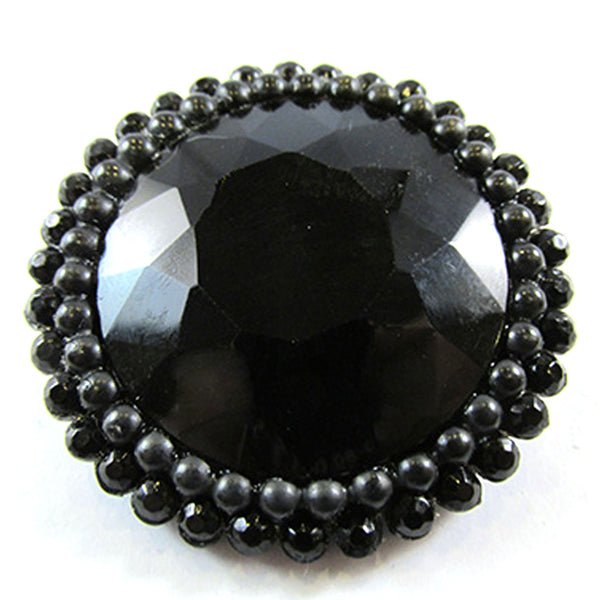 Har Vintage 1950s Signed Mid-Century Black Rhinestone Pin - Front