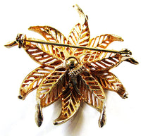 Lisner 1950s Vintage Designer Gold-Toned Poinsettia Pin - Back - Thumbnail