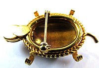 Signed Burt Cassell Vintage 1950s Tiger’s Eye Figural Turtle Pin - Back - Thumbnail