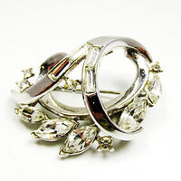 Gorgeous Vintage Signed Trifari 1950s Designer Diamante Floral Pin - Front - Thumbnail