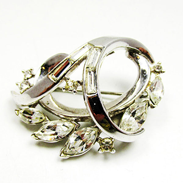 Gorgeous Vintage Signed Trifari 1950s Designer Diamante Floral Pin - Front