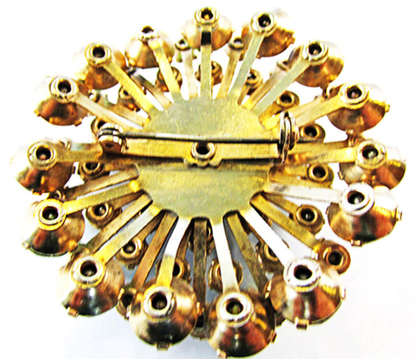 Vintage 1950s Teal  Aurora Borealis Rhinestone Starburst Pin - Back