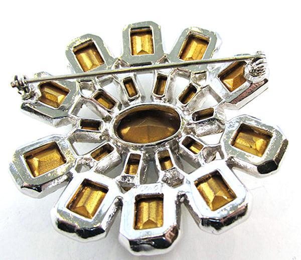 Signed Coro 1940s Vintage Designer Clear and Sapphire Rhinestone Pin - Back