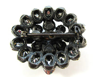 Vintage 1960s Retro Emerald-Green and Clear Rhinestone Oval Pin - Back - Thumbnail