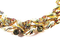 Lisner Vintage 1950s Citrine and Jonquil Rhinestone Floral Necklace - Close Up - Thumbnail