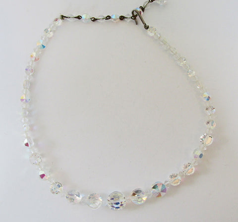 Mid-Century Vintage 1950s Sparkling Crystal and Bead Necklace