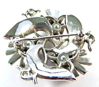 Crown Trifari Vintage 1950s Iconic Clear Rhinestone Thistle Pin - Back - Thumbnail