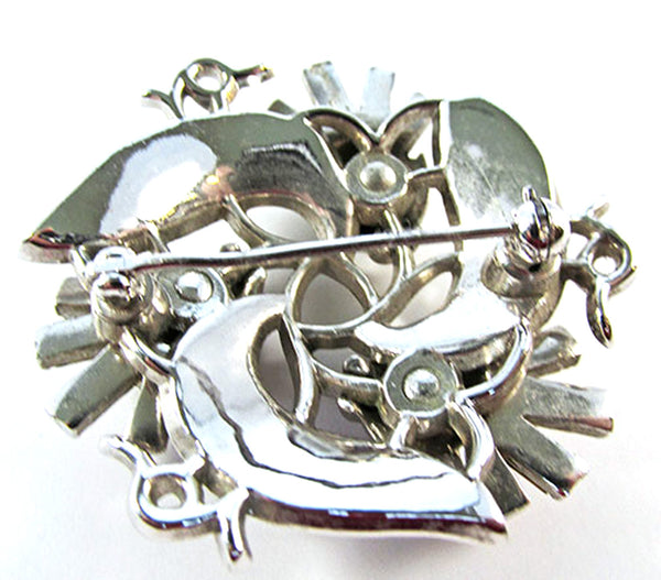 Crown Trifari Vintage 1950s Iconic Clear Rhinestone Thistle Pin - Back
