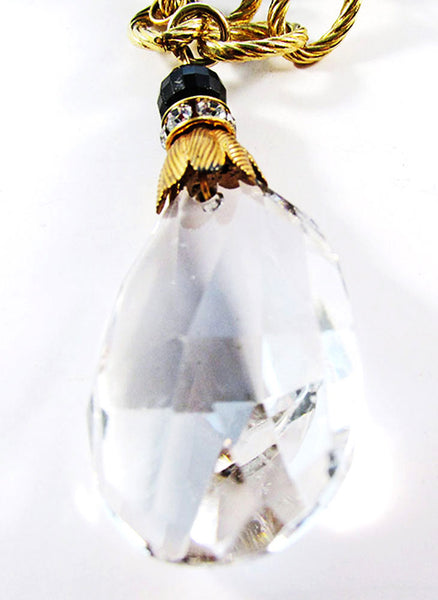 Vintage 1950s Crystal, Bead, Pearl, and Rhinestone Necklace - Close Up