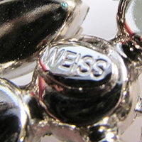 Weiss Vintage Designer 1950s Bold Clear Rhinestone Leaf Pin
