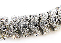 Vintage 1950s Clear Rhinestone and Silver Statement Necklace - Close Up - Thumbnail