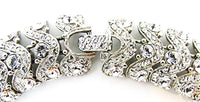 Vintage 1950s Clear Rhinestone and Silver Statement Necklace - Closure - Thumbnail