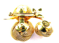 Hobe Vintage 1950s Three-Dimensional Gold Floral Bouquet Pin - Back - Thumbnail